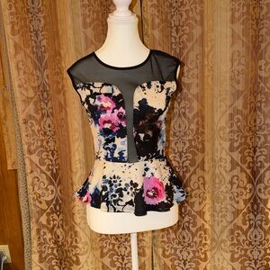 Floral Print Women's Peplum Top
